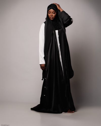 Abaya KHADIJA Blanc-Noir
