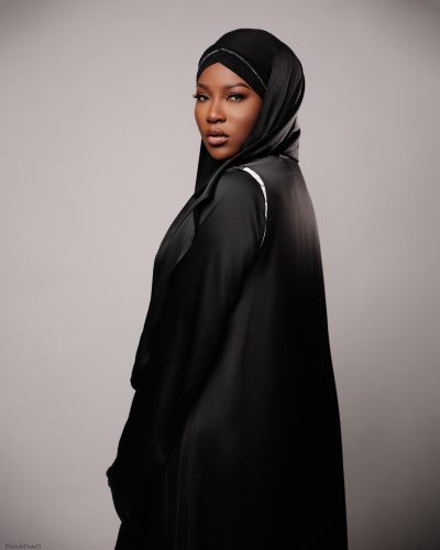 Abaya KHADIJA Blanc-Noir – Image 2