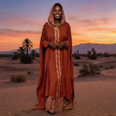 Abaya MARYAM Imprimé - Terracotta